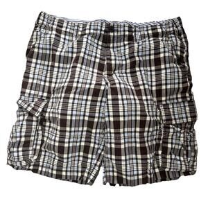 Tommy Hilfiger Shorts Mens Size 40 Brown & Blue Plaid Cargo Casual Walking